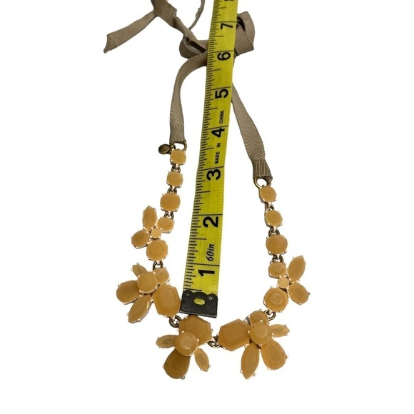 J Crew Ribbon Statement Necklace Orange Rhinestones Flowers - Picture 7 of 8